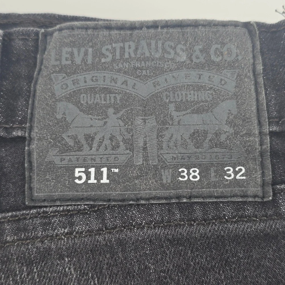 Levi's 511 Slim Fit‎ Jeans Mens 38x32 Black Faded Denim Stretch Pants